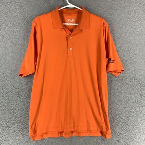 F‎ and G Polo Mens L Orange Short Sleeve Stretch Performance Golf Shirt
